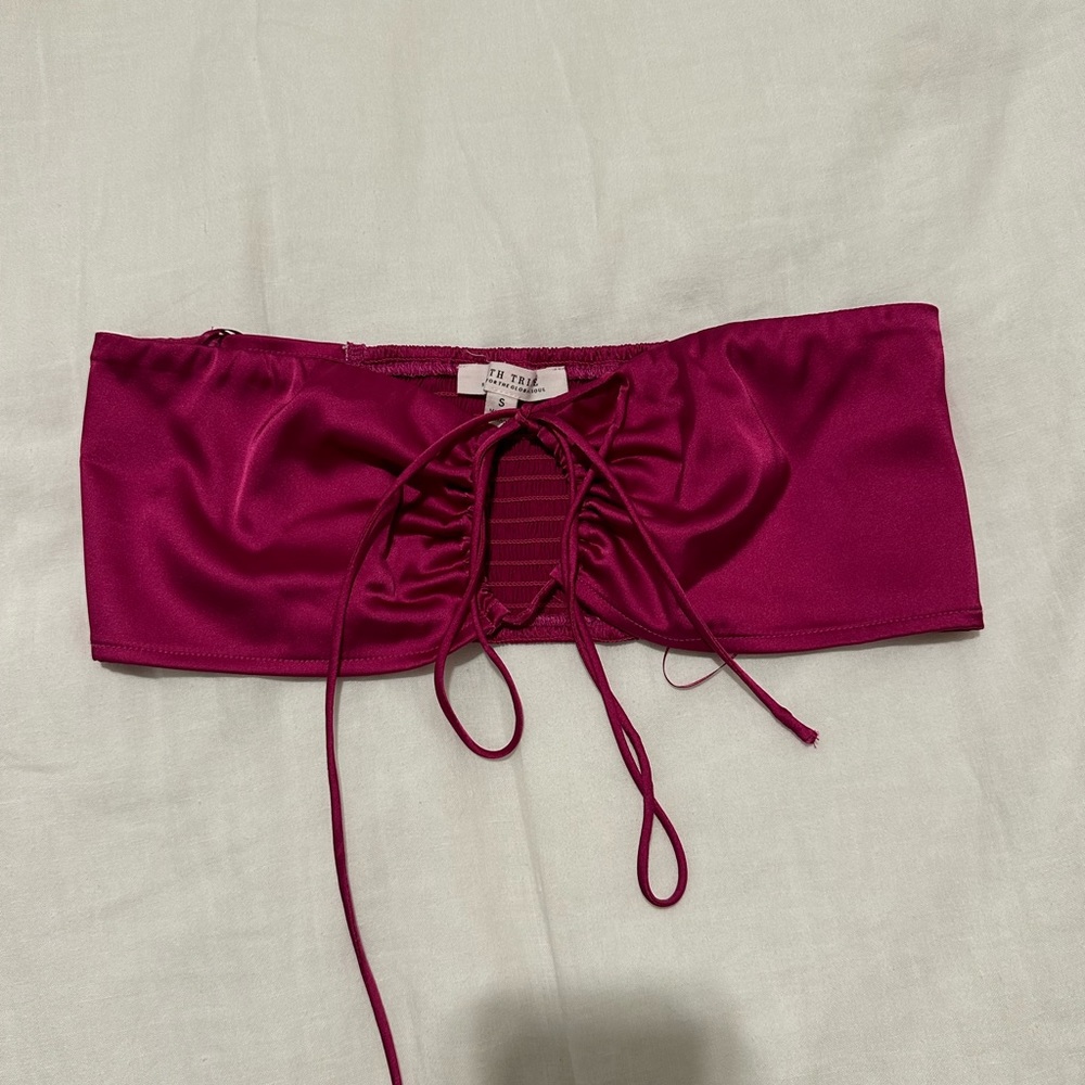 Pink Bralette Silk Crop Top